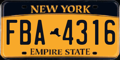 NY license plate FBA4316