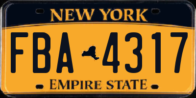 NY license plate FBA4317