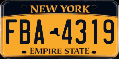 NY license plate FBA4319