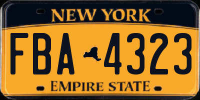 NY license plate FBA4323