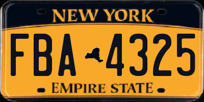 NY license plate FBA4325
