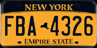NY license plate FBA4326
