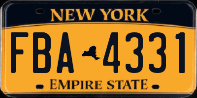 NY license plate FBA4331