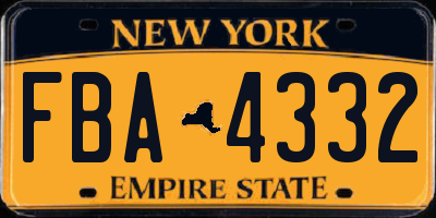 NY license plate FBA4332