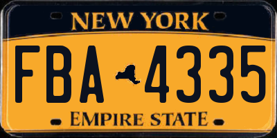 NY license plate FBA4335