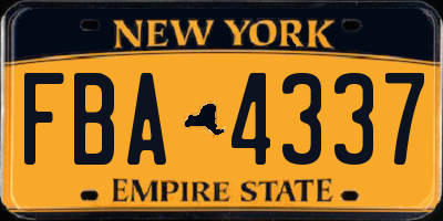 NY license plate FBA4337