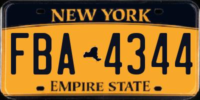 NY license plate FBA4344