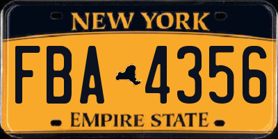 NY license plate FBA4356