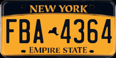 NY license plate FBA4364