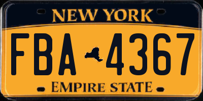 NY license plate FBA4367