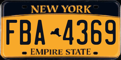 NY license plate FBA4369