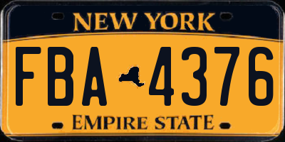 NY license plate FBA4376