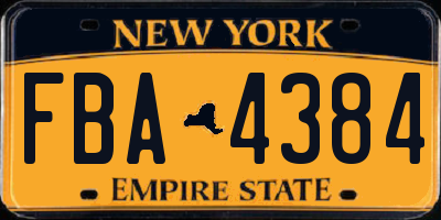 NY license plate FBA4384