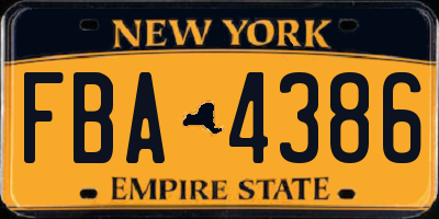NY license plate FBA4386