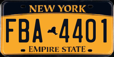 NY license plate FBA4401