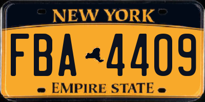 NY license plate FBA4409