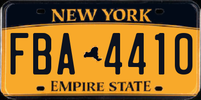 NY license plate FBA4410
