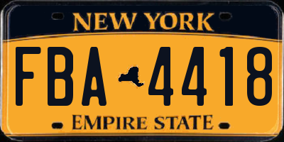 NY license plate FBA4418