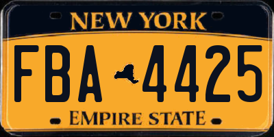 NY license plate FBA4425
