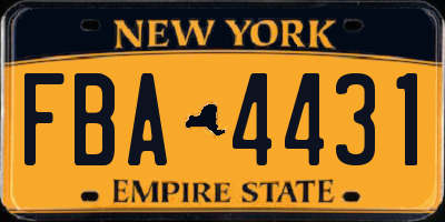 NY license plate FBA4431