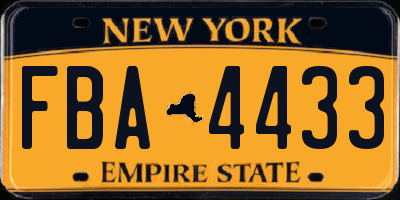 NY license plate FBA4433