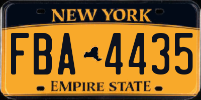 NY license plate FBA4435