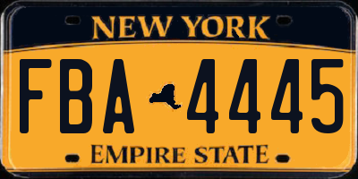 NY license plate FBA4445