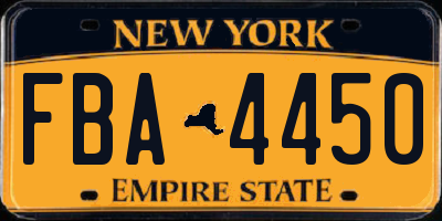 NY license plate FBA4450