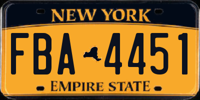 NY license plate FBA4451