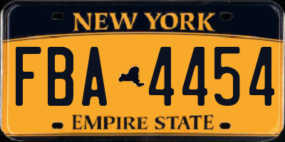 NY license plate FBA4454