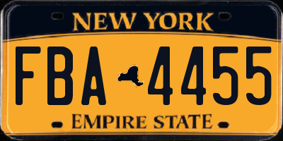 NY license plate FBA4455