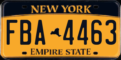 NY license plate FBA4463