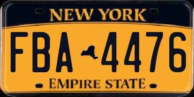 NY license plate FBA4476