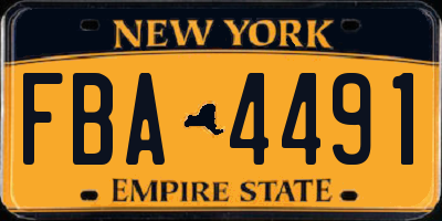 NY license plate FBA4491