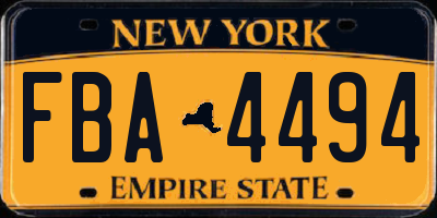 NY license plate FBA4494
