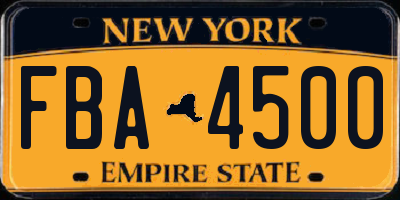 NY license plate FBA4500