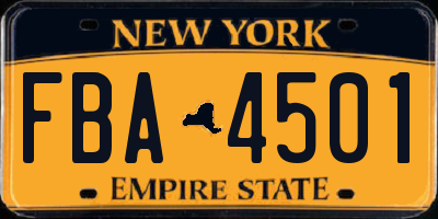 NY license plate FBA4501