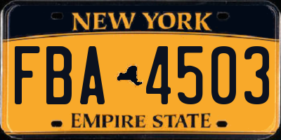 NY license plate FBA4503