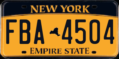 NY license plate FBA4504