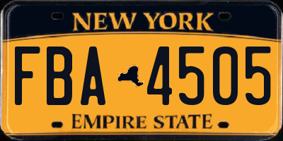 NY license plate FBA4505