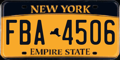 NY license plate FBA4506