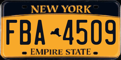 NY license plate FBA4509