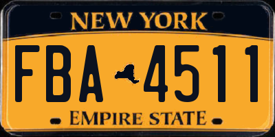 NY license plate FBA4511