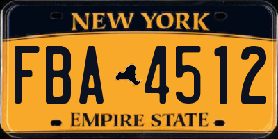 NY license plate FBA4512