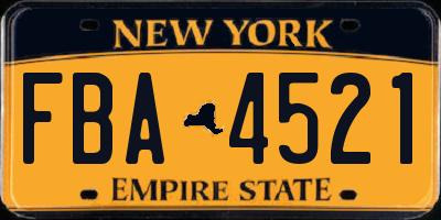 NY license plate FBA4521