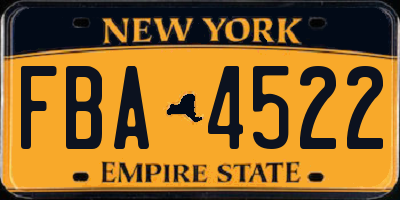 NY license plate FBA4522