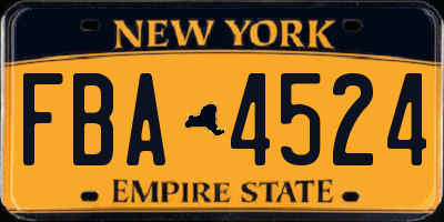 NY license plate FBA4524