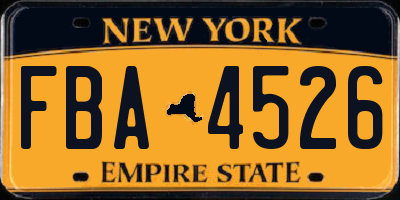 NY license plate FBA4526