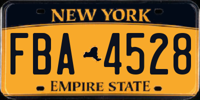 NY license plate FBA4528