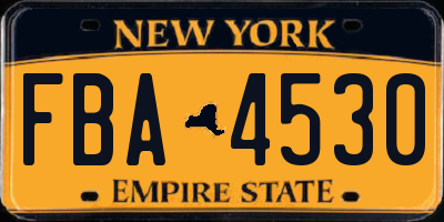 NY license plate FBA4530